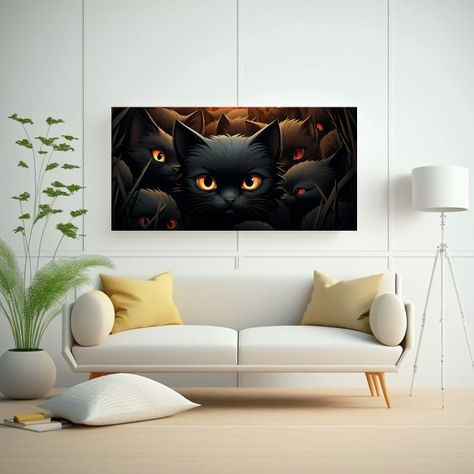 Lienzo Decorativo Con Patrón Simétrico De Gato 140x70cm-2