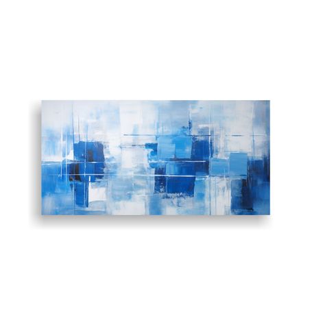 Cuadro Abstracto De Tonos Azules Para Decorar 140x70cm-0