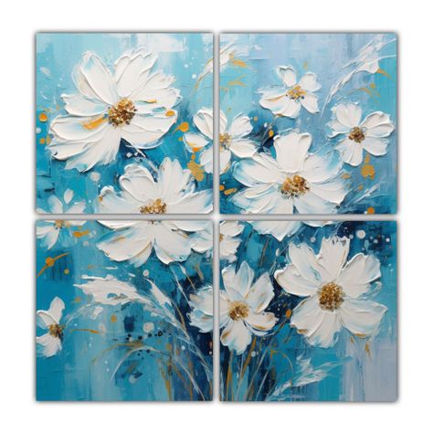 Cuadros Decorativos Para Comedor: Flores Blancas 160x160 Cm-0