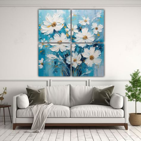 Cuadros Decorativos Para Comedor: Flores Blancas 160x160 Cm-2