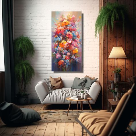 Arte Moderno: Cuadro En Relieve De Flores 30x60cm-2