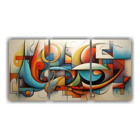 Cuadros Abstractos Equilibrados Set De 3 Pinturas 180x90 Cm-0