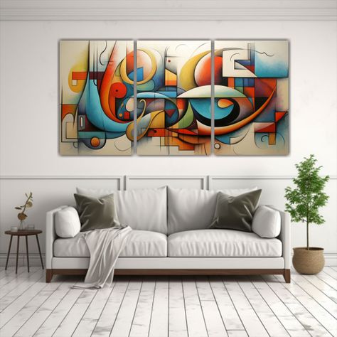 Cuadros Abstractos Equilibrados Set De 3 Pinturas 180x90 Cm-2