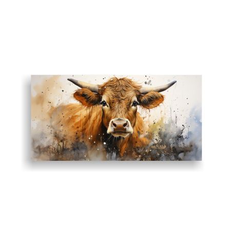Cuadro Poderosa De Vaca Jersey En Acuarelas 40x20cm-0
