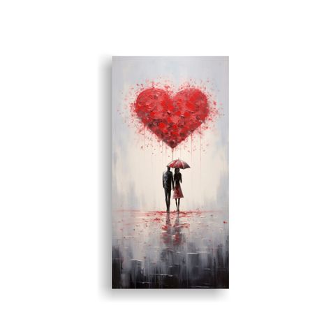 Cuadro Moderno Duradero Pareja Bajo El Paraguas 50x100cm-0