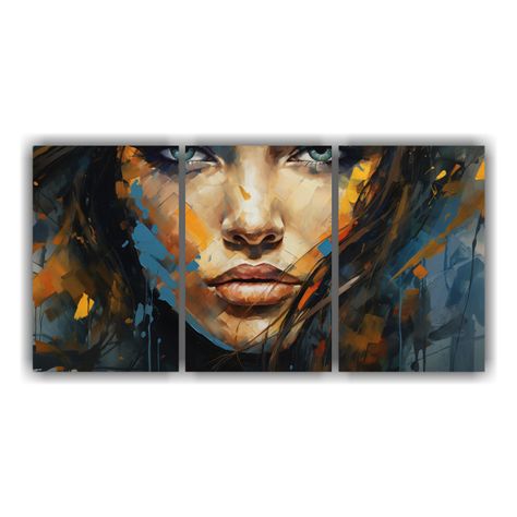 Set 3 Telas En Bastidor Movimiento Pintura 150x75 Cm-0