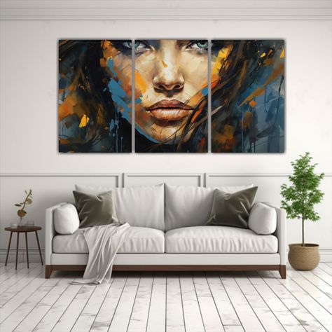 Set 3 Telas En Bastidor Movimiento Pintura 150x75 Cm-2