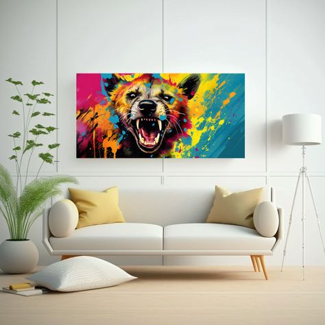 Cuadro De Hiena En Arcoíris Y Colores Vibrantes 160x80cm-2