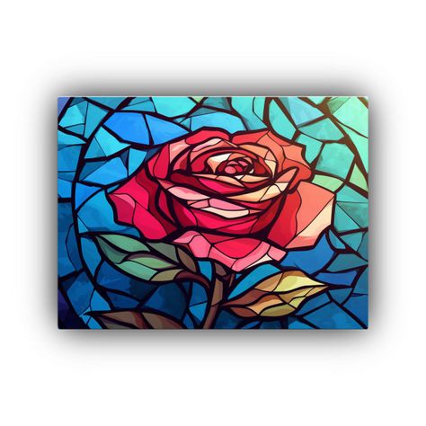 Cuadro Patron Intens Contraste Vidrieras Rosa Enfoque Cerca  50x40cm-0