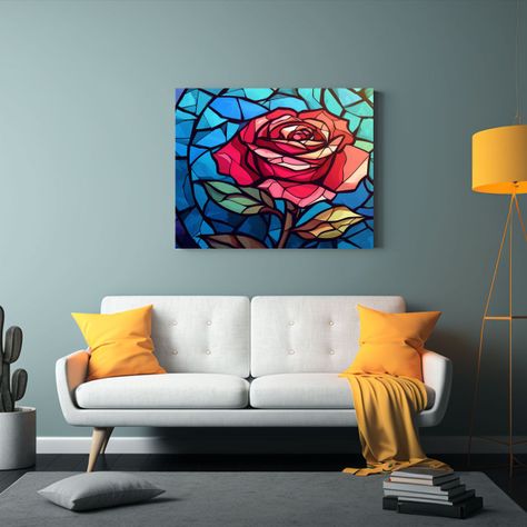 Cuadro Patron Intens Contraste Vidrieras Rosa Enfoque Cerca  50x40cm-2