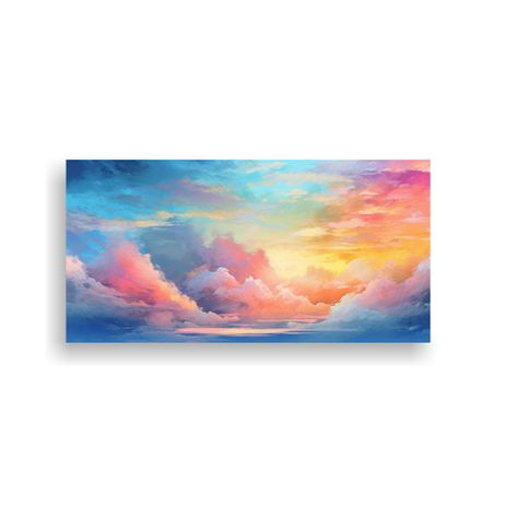 Cuadro Lienzo Abstracto Amanecer Acuarela Pastel 140x70cm-0