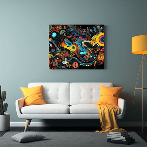 Cuadro Tela Abstracto Pop Art Psicodélico Con Movimiento So 65x50cm-2