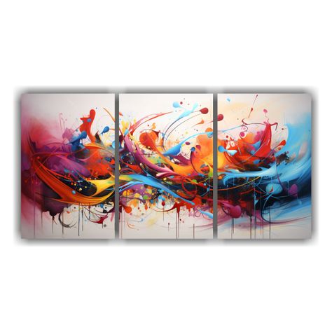 Set 3 Pinturas Abstractas Modernas: Arte 150x75 Cm-0