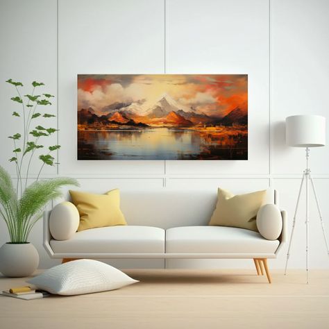 Cuadro Vintage Comedor Paisaje Montañas Lago Con  40x20cm-2