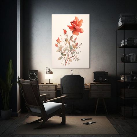 Cuadro De Baño Minimalista Con Flores Y Hojas 50x75cm-2