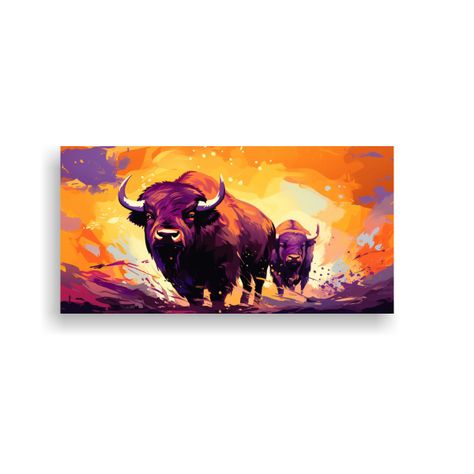 Pintura Abstracta Económica De Bisonte Y Búfalo  120x60cm-0