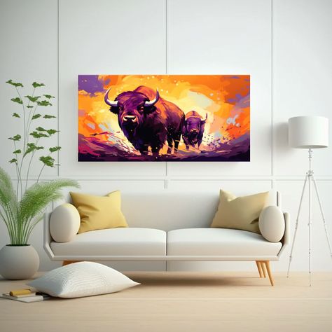 Pintura Abstracta Económica De Bisonte Y Búfalo  120x60cm-2