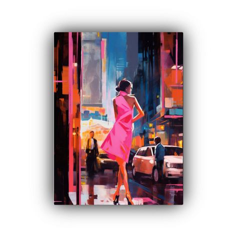 Pintura De Mujer En Times Square Para Decoración De Pared 20x30cm-0