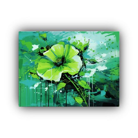 Pinturas Decorativas Juveniles En Tonos Verdes 60x40cm-0