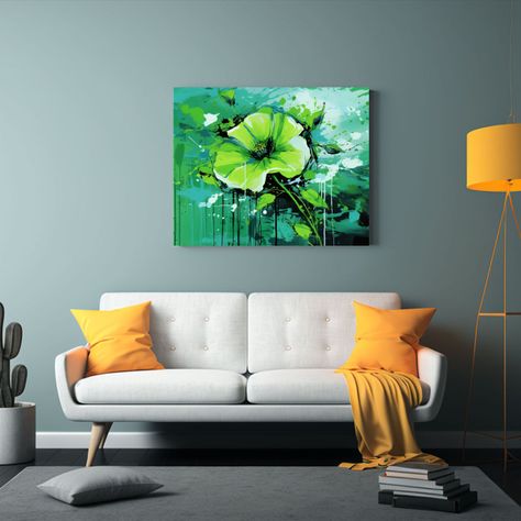 Pinturas Decorativas Juveniles En Tonos Verdes 60x40cm-2