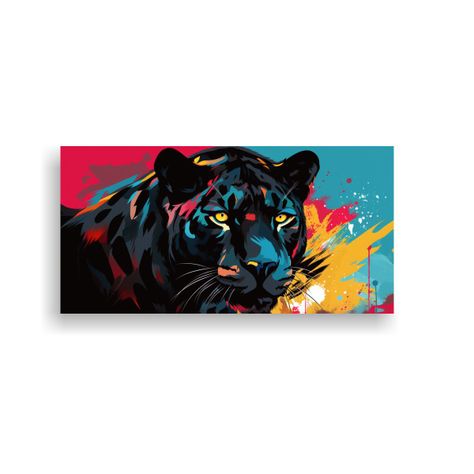 Cuadro Vintage Protagonizado Por Un Pantera En Col 140x70cm-0