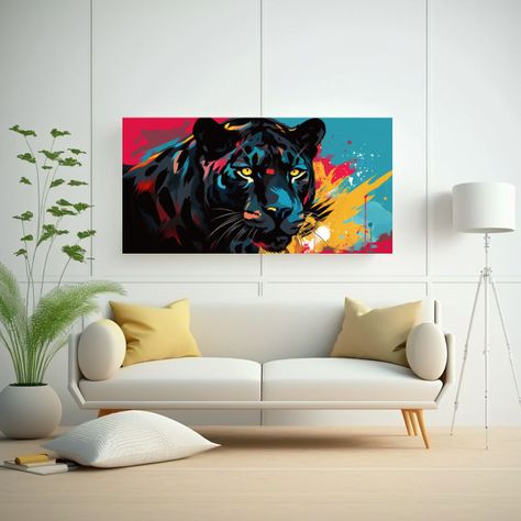 Cuadro Vintage Protagonizado Por Un Pantera En Col 140x70cm-2
