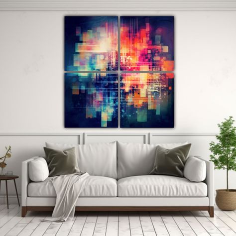 Pinturas Decorativas Vintage En Escenario Glitch 200x200 Cm-2