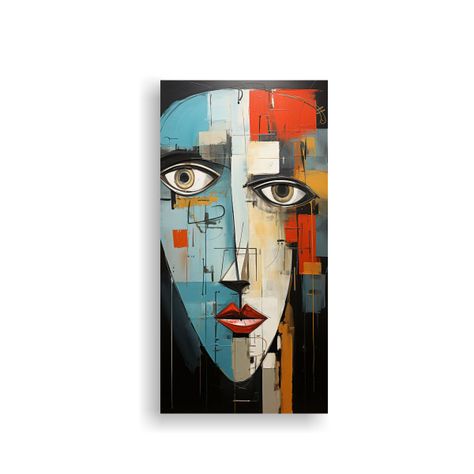 Cuadro Tela Street Art Rostro De Robot 40x80cm-0