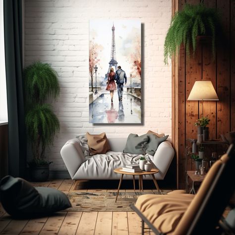 Cuadro Pareja Joven Caminando Frente A La Torre 80x160cm-2