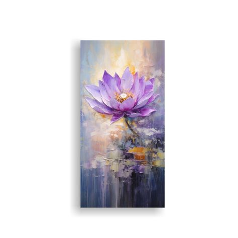 Pintura Moderna De Salón Loto Púrpura Sobre 40x80 Cm-0