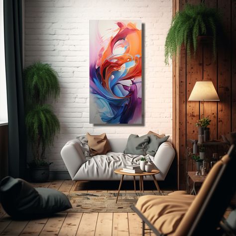 Arte De Pared Moderno Simetría Pintura Abstracta 30x60cm-2