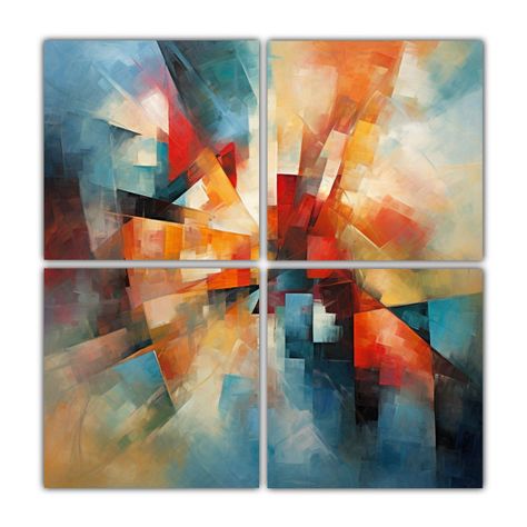 Cuatro Telas En Bastidor Acuarela Figuras 120x120 Cm-0