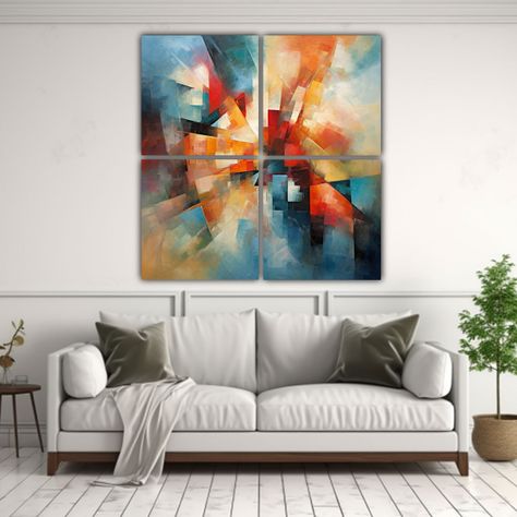 Cuatro Telas En Bastidor Acuarela Figuras 120x120 Cm-2