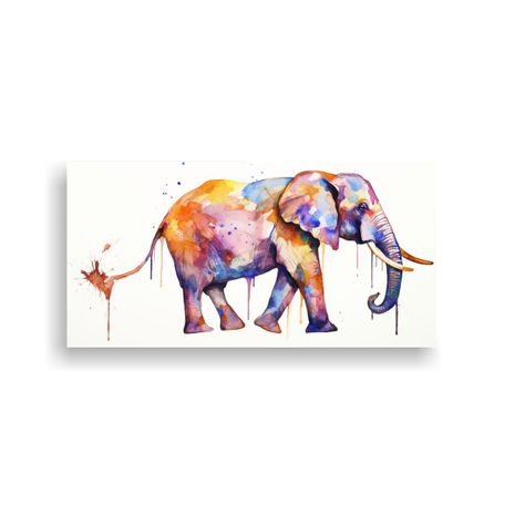 Elefante En Acuarela Y Colores Dorados Pop Art 40x20cm-0