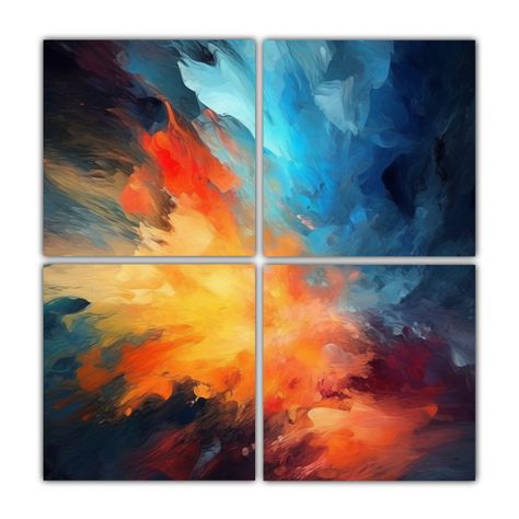 Cuatro Cuadros Creativa Unica Arte Abstracto 100x100 Cm-0