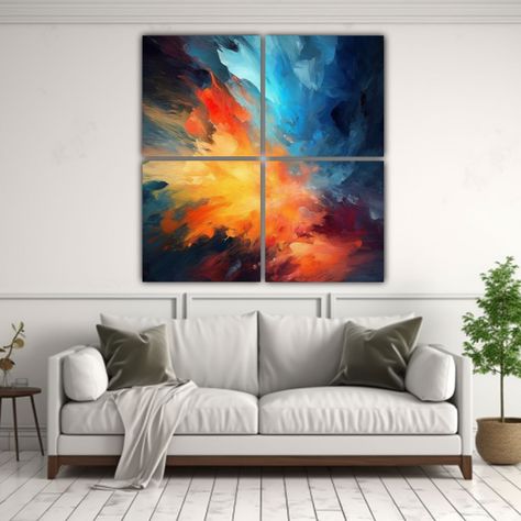 Cuatro Cuadros Creativa Unica Arte Abstracto 100x100 Cm-2