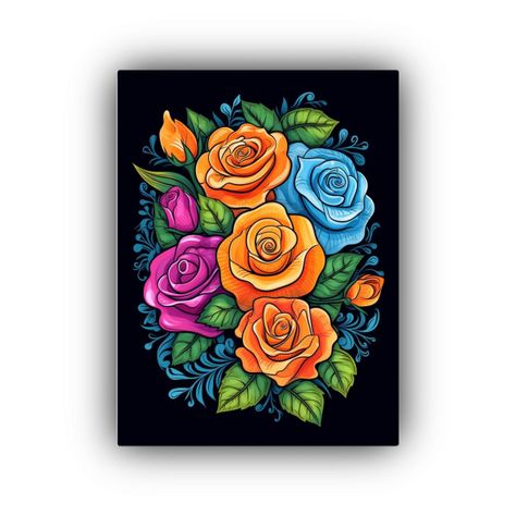 Página De Colorear Flores Negras En Lienzo 20x30 Cm-0