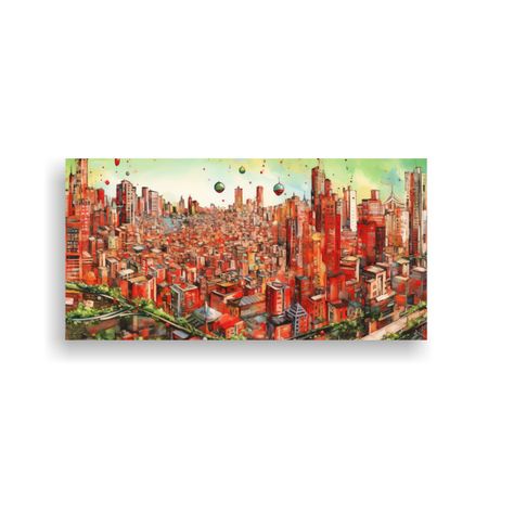 Pintura Urbana: Vista Drone Ciudad Utópica 120x60cm-0