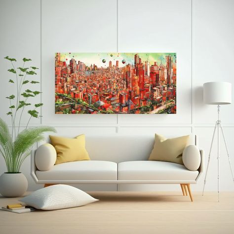Pintura Urbana: Vista Drone Ciudad Utópica 120x60cm-2