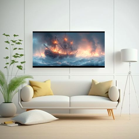 Pinturas Decorativas De Un Gran Barco Portugués 100x50cm-2