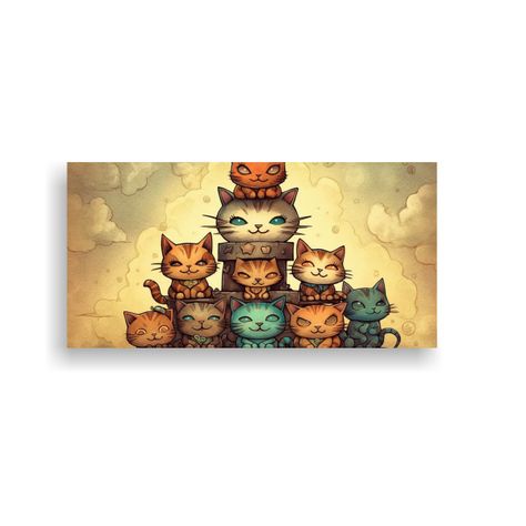 Cuadros Decorativos De Gatos En Un Montón, 100x50cm-0