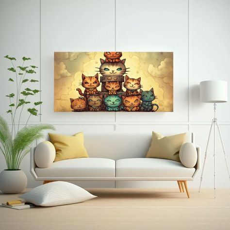 Cuadros Decorativos De Gatos En Un Montón, 100x50cm-2