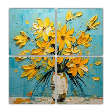 Cuadros De Flores Amarillas Intensas De Alta 180x180 Cm-0