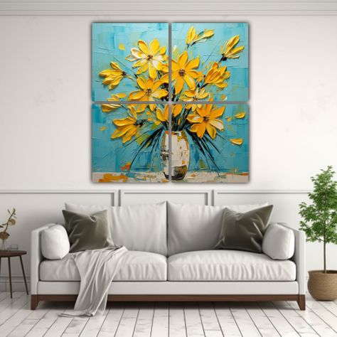 Cuadros De Flores Amarillas Intensas De Alta 180x180 Cm-2