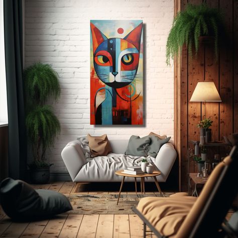 Pintura Abstracta Gato, Movimiento Actual, 60x120cm-2
