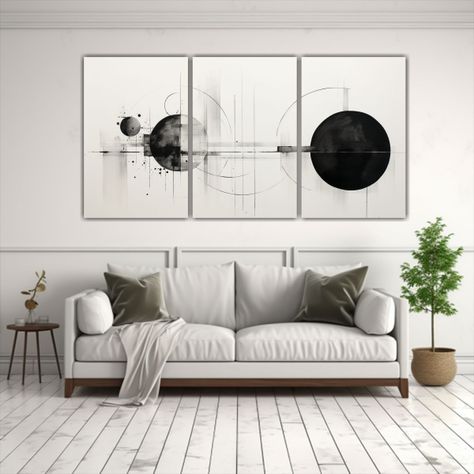 Pinturas Abstractas En Blanco Y Negro Con Enfoque 240x120 Cm-2
