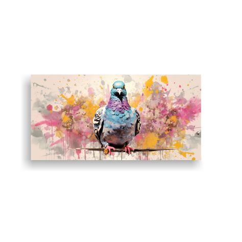 Pintura Surrealista De Un Paloma En Colores 100x50cm-0