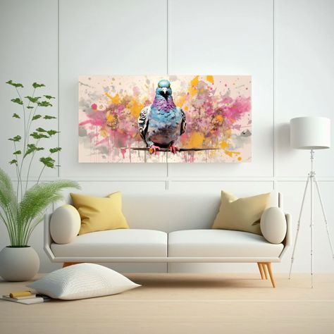 Pintura Surrealista De Un Paloma En Colores 100x50cm-2