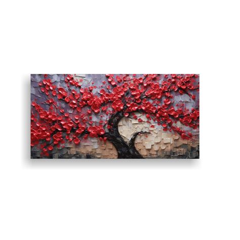 Pintura Flor árbol Orquídea Roja Movimiento 60x30cm-0