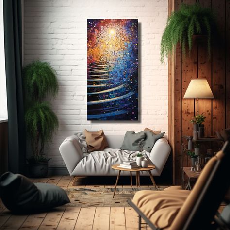 Cuadro Tema Duradero Estilo Puntillismo Luminoso 50x100 Cm-2
